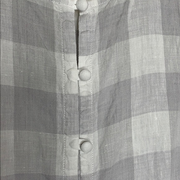 J. Jill Love‎ Linen Gray Buffalo Plaid Top - Picture 6 of 8